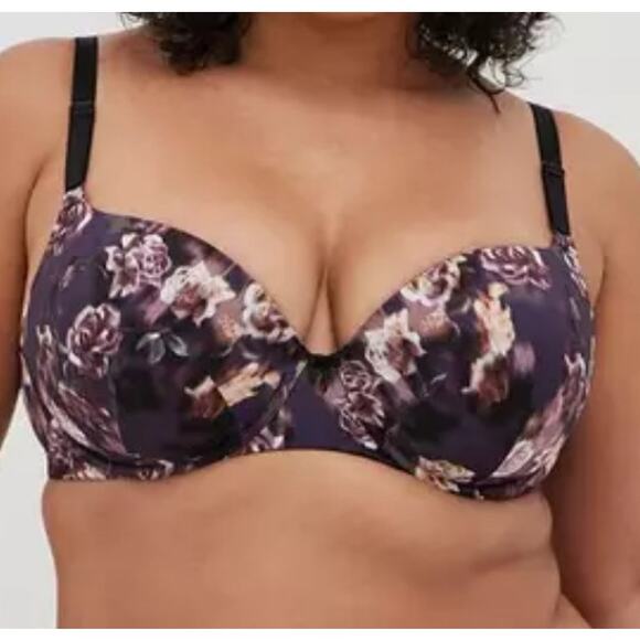 Torrid Perfect Curve Black Floral T-Shirt 42C Bra - Picture 7 of 7
